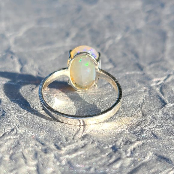 COPY-Ethiopian Opal Ring Size 7 Sterling Silver-Opal Jewelry-Opal Stone-Birth… - Picture 10 of 10
